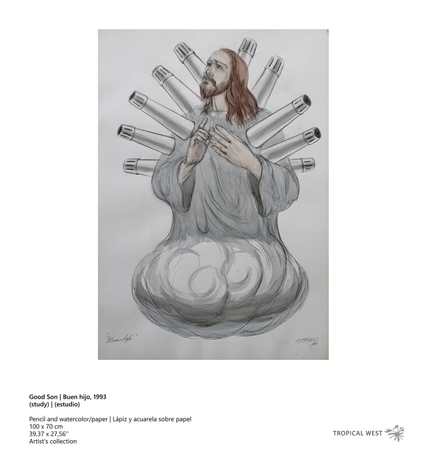 Illustration of a bearded man in flowing robes seated on a cloud, hands clasped at his chest, surrounded by a radiating halo of white candles.